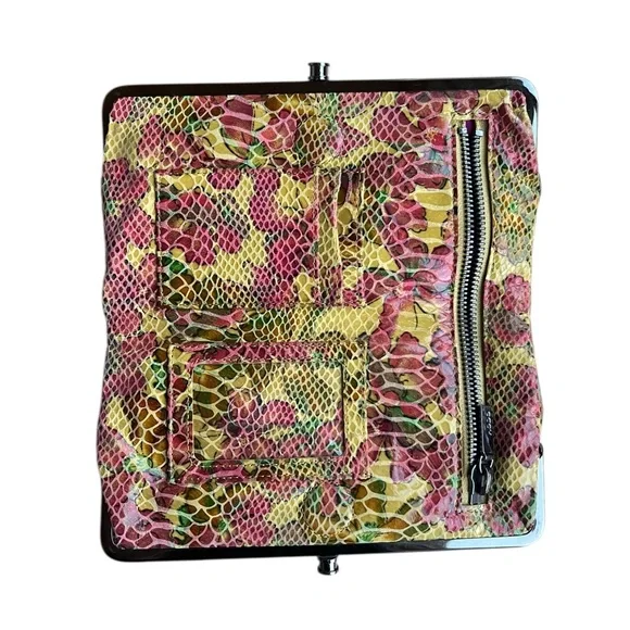 HOBO International Paulette slouchy shoulder bag wallet set yellow floral snake - Picture 4 of 12